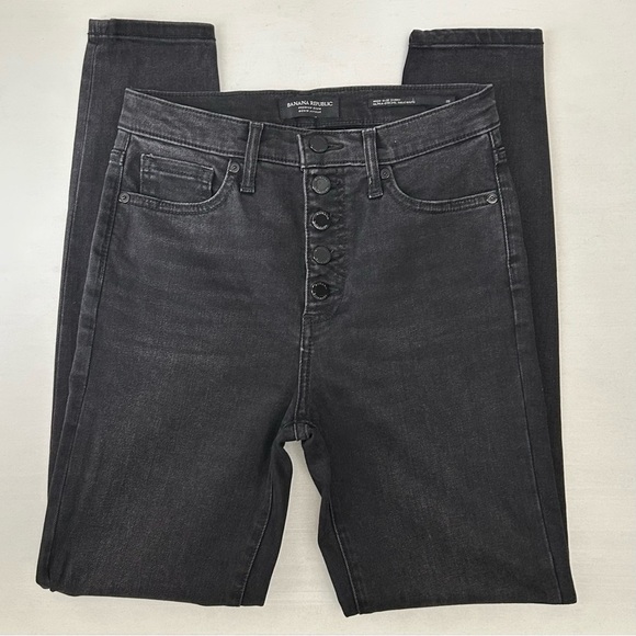 Banana Republic Women's High Rise Skinny Jeans Button Fly Washed Black Size 25 - Picture 15 of 15